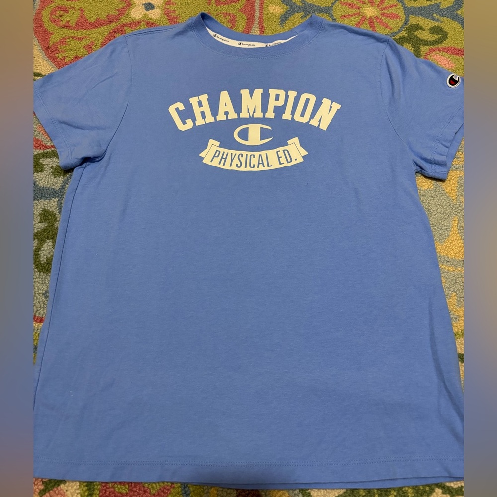 SOLD SOLD SOLD
Champion Sky Blue Tee with White Logo-NEW